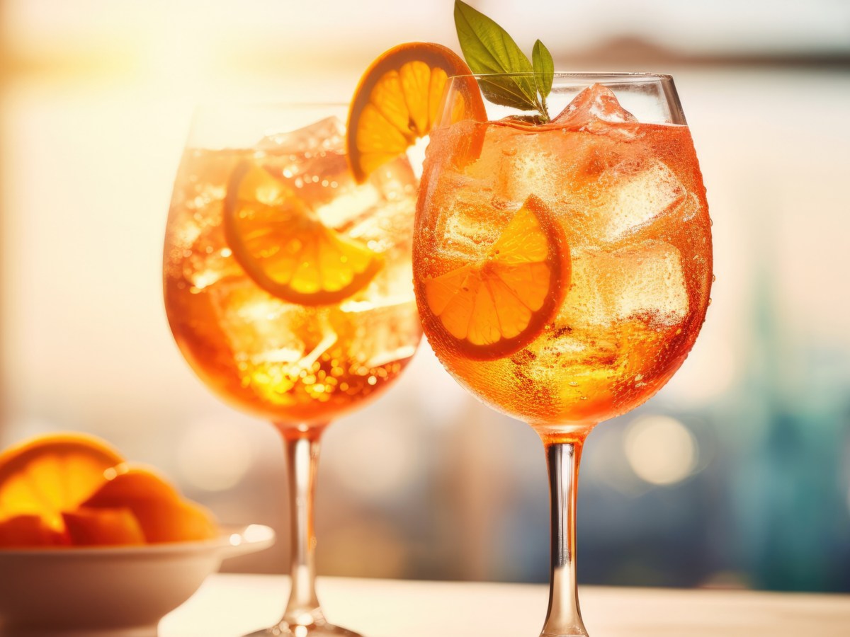 Aperol Spritz mit Limoncello in Gläsern