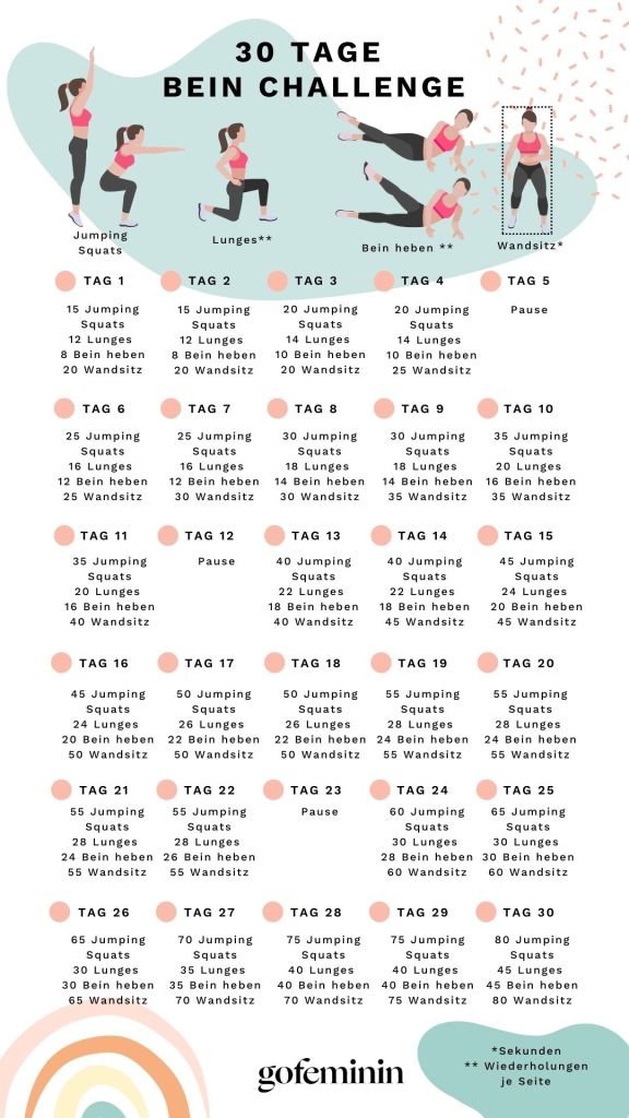 Kostenloser Trainingsplan für die 30 Tage Bein-Challenge als Download Kostenloser Trainingsplan für die 30 Tage Bein-Challenge als Download