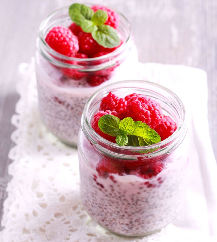 Chia-Pudding mit Himbeeren