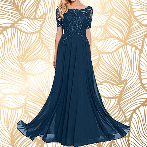 Abiballkleider 2019: Blaues Kleid mit Spitze