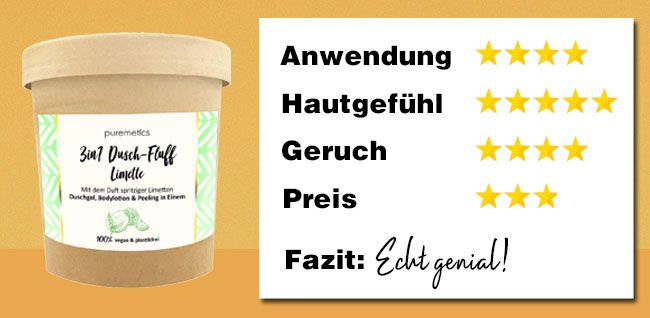 Festes Duschgel Test 2020: Dusch-Fluff von Puremetics