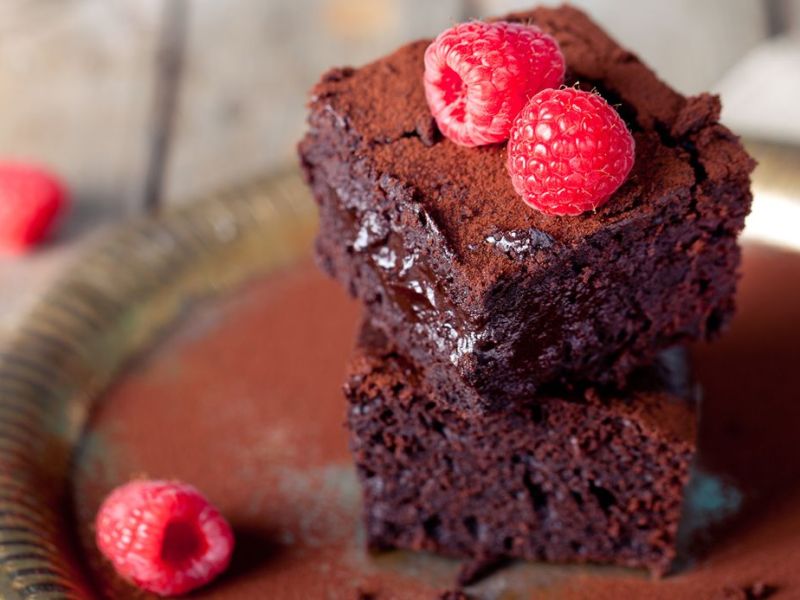 Brownies mit Himbeeren und Chili