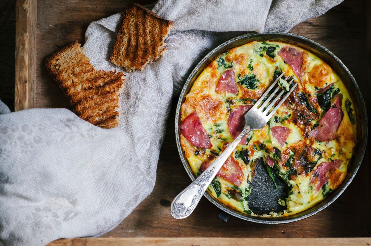 Frittata mit Spinat und Schinken