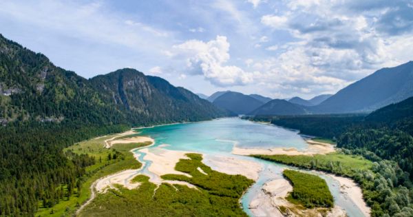 Sylvensteinsee in Bayern FKK Strand