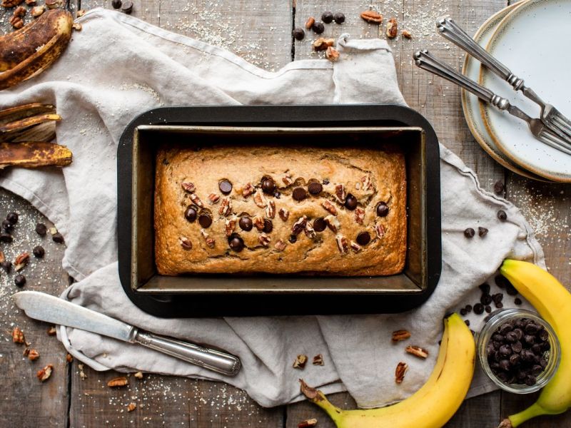 Bananenkuchen mit Schokoflocken