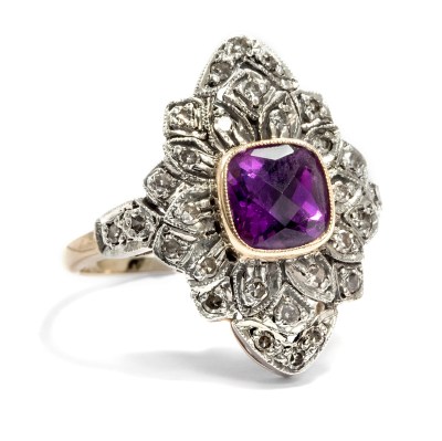 Vintage, Amethyst mit 28 Diamanten, Entstehung vermutlich in Indien, Ende 20. Jahrhundert, 890 Euro