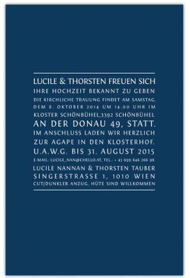 Schlichte Hochzeitseinladung von Papierhimmel, 2,30 € pro Stück