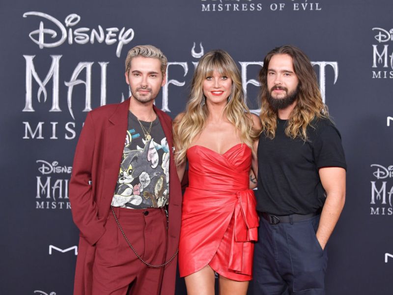 Tom und Bill Kaulitz zusammen mit Heidi Klum bei der "Maleficent" Premiere.