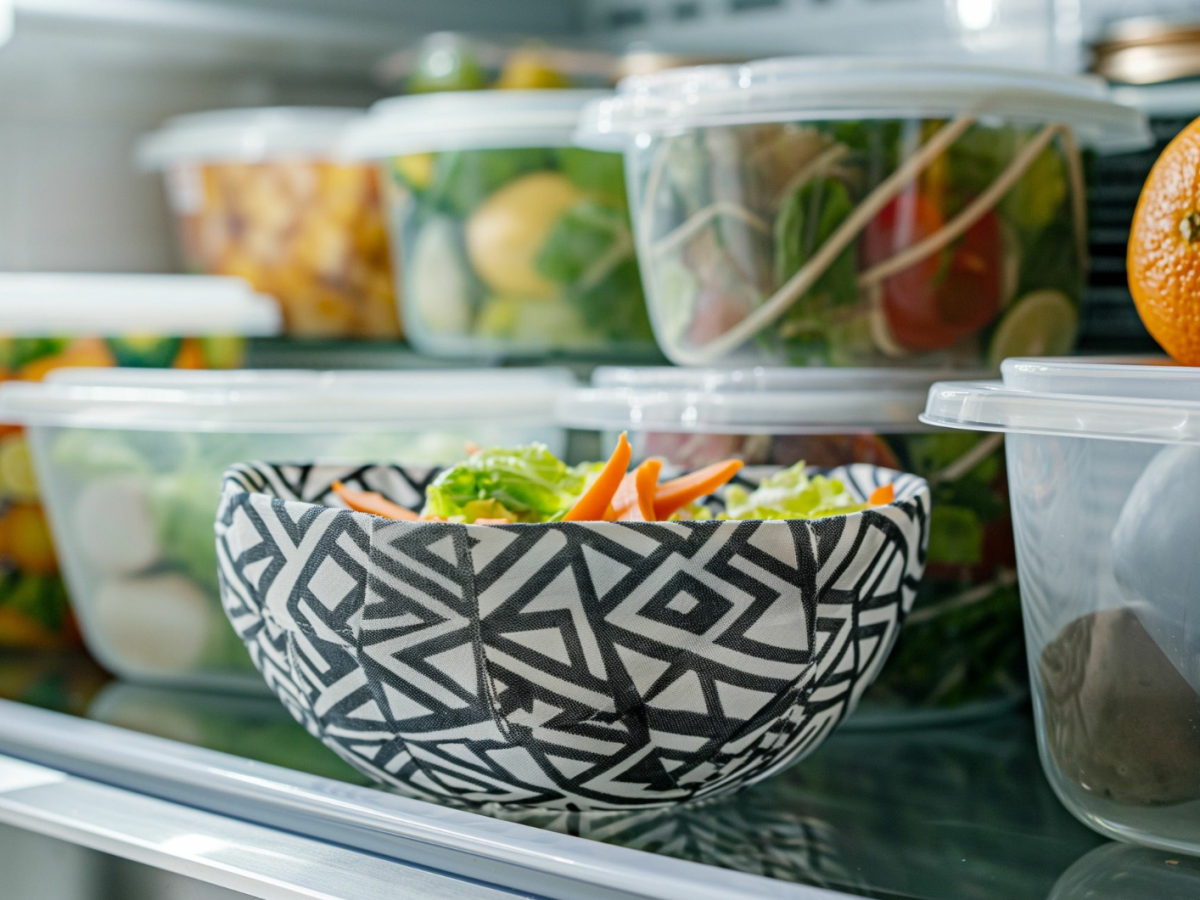 Gem&uuml;se im K&uuml;hlschrank in verschiedenen Aufbewahrungsboxen.