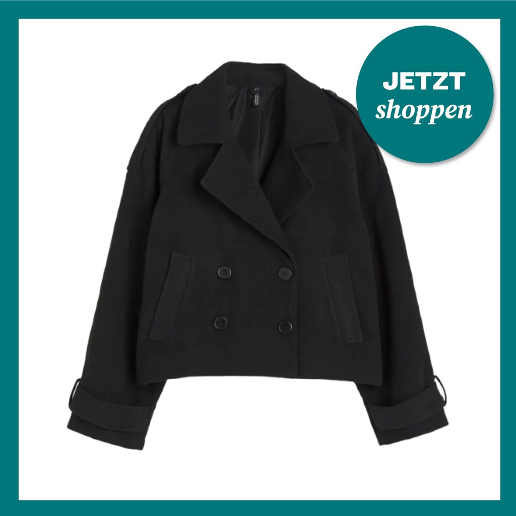 Schwarze Jacke mit doppelreihiger Knopfleiste von H&M