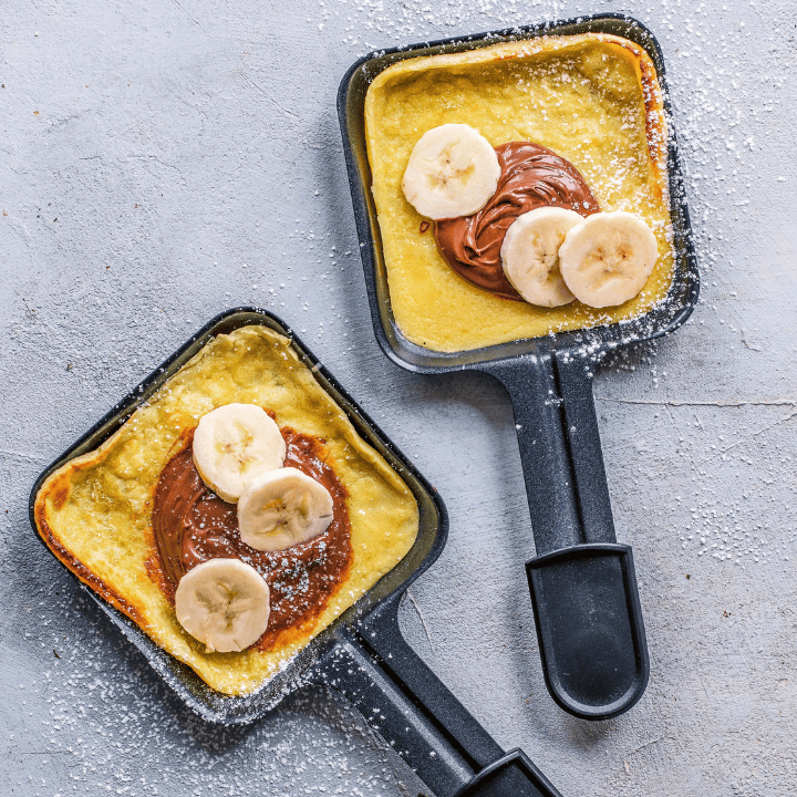 Süßes Raclette: Crêpes Crêpes im Raclettepfännchen