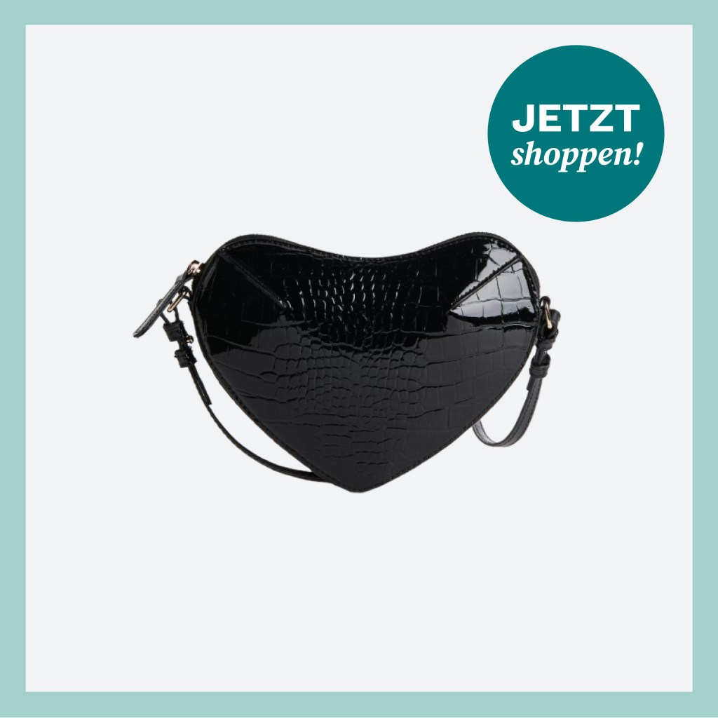 Schwarze Lack-Tasche in Herzform von H&M aus der Kollektion 2024