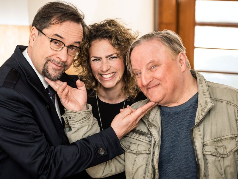 Axel Prahl und Jan Josef Liefers am Set von "Tatort Münster"