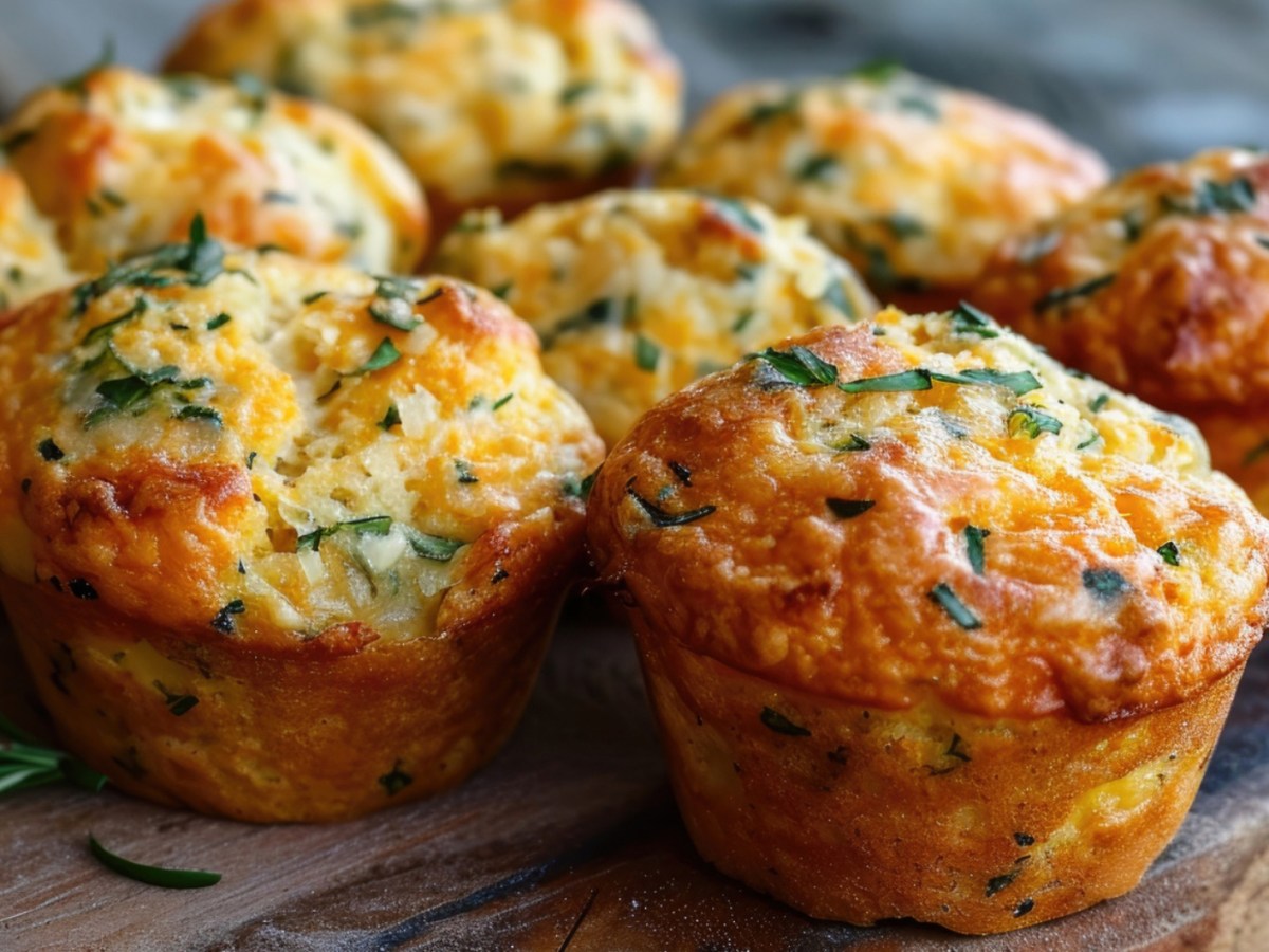 Deftige Muffins mit Thymian und Käse.