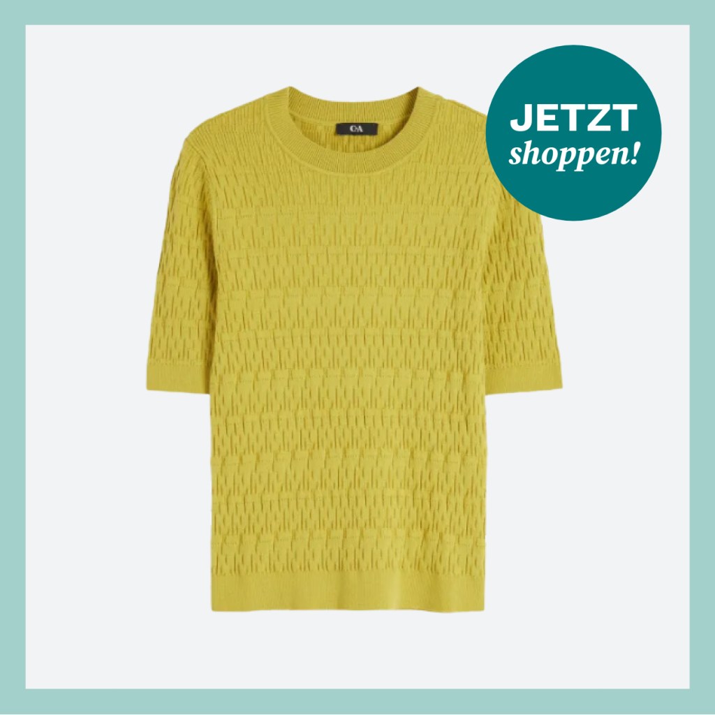 Limettengelber Pullover mit kurzen Ärmeln