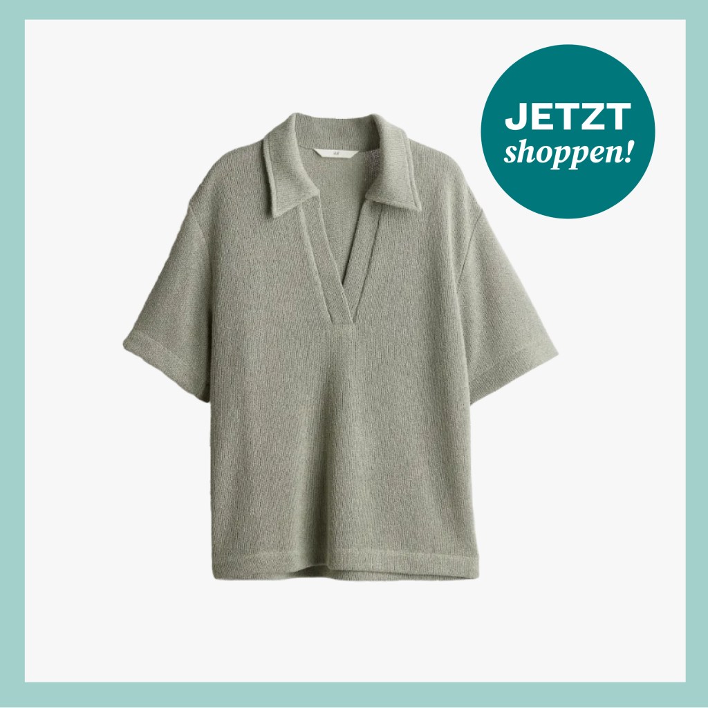 Pullover mit kurzem Arm und einem kleinen Kragen in hellem Gr&uuml;n