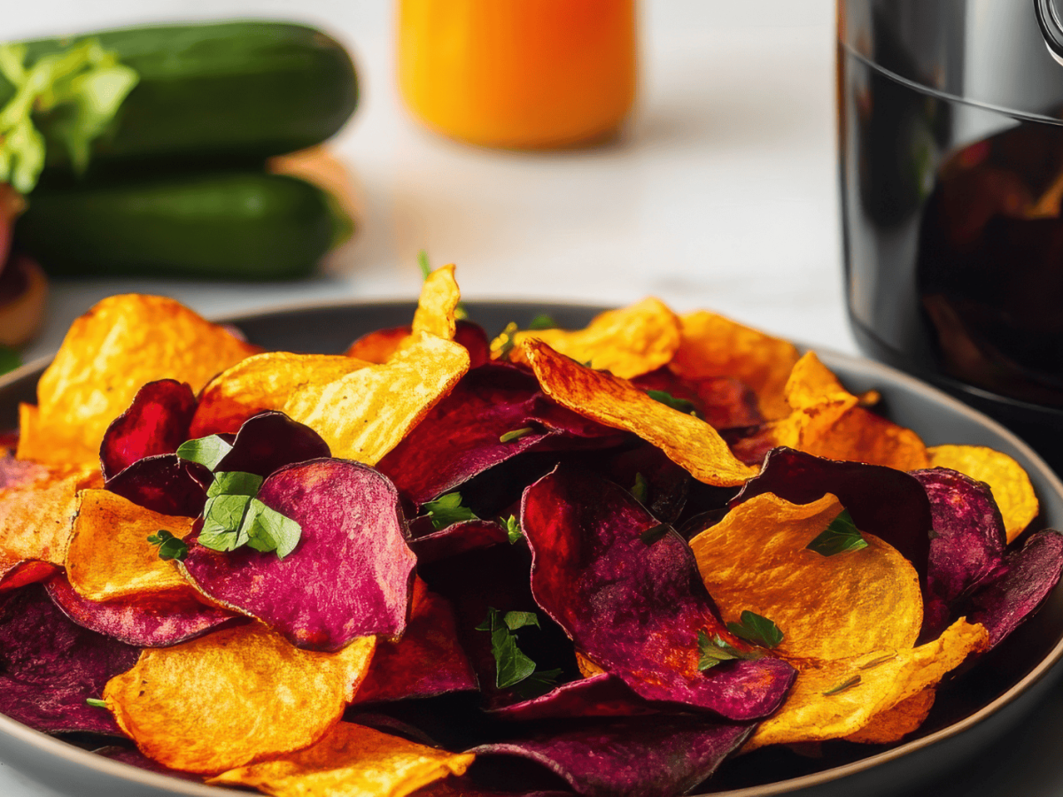 Chips aus der Hei&szlig;luftfritteuse: 4 gesunde Rezepte (von S&uuml;&szlig;kartoffel bis Zucchini)