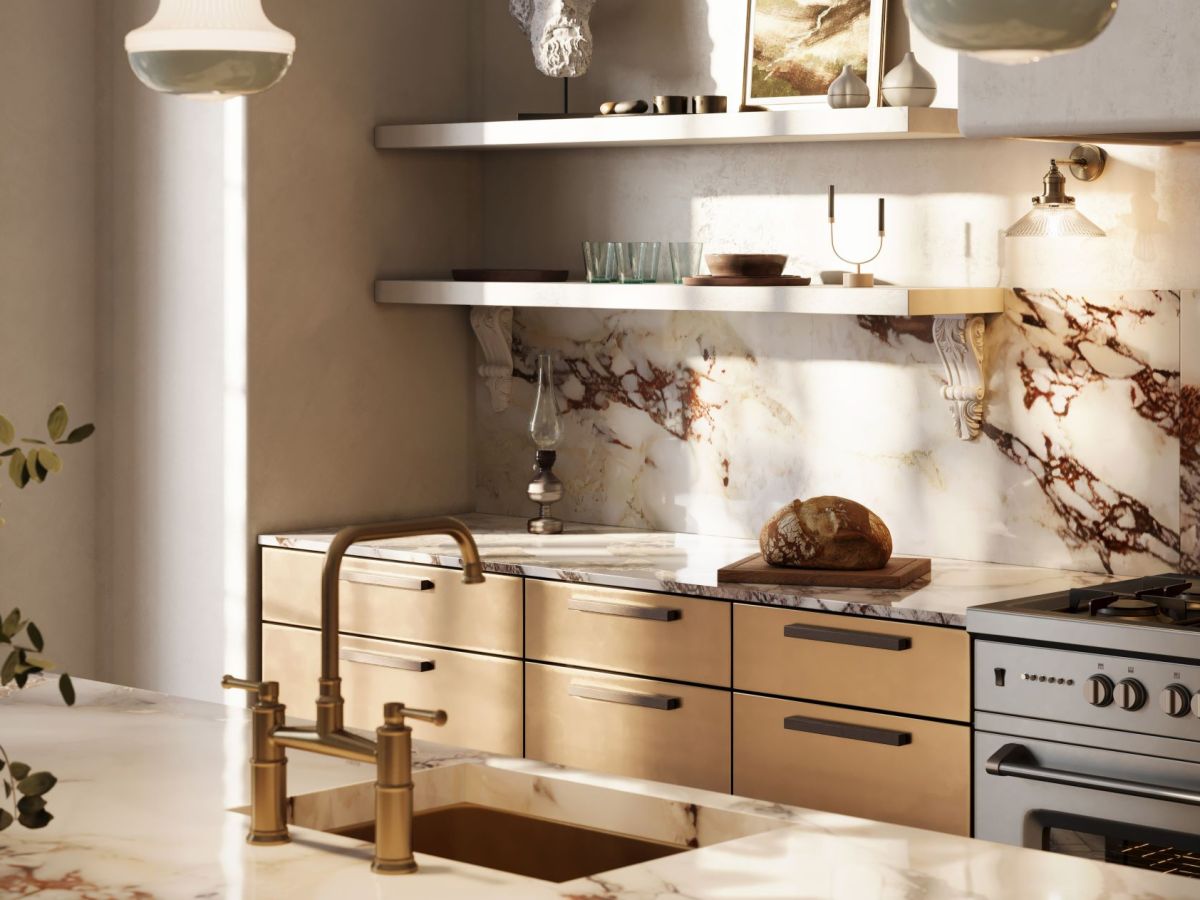 Edel aussehende K&uuml;che mit Marmor-Optik