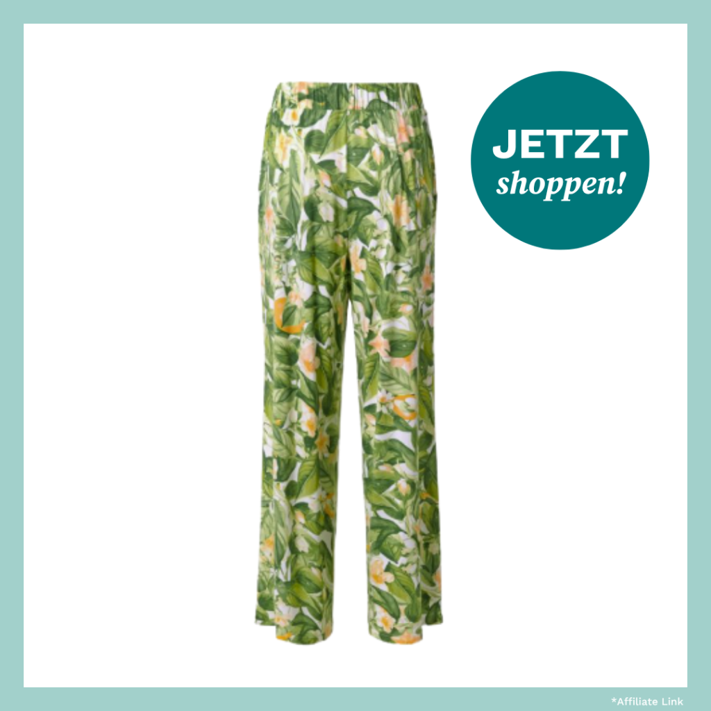Stretchhose mit sommerlich-grünem Muster