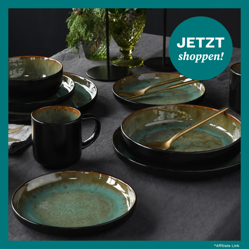 Moodbild von gedecktem Tisch mit Geschirr von Lidl.