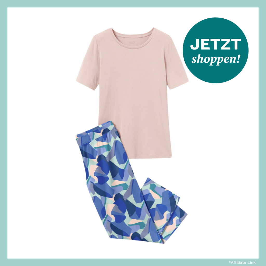 Sommer-Schlafanzug mit T-Shirt und gemusterter Hose