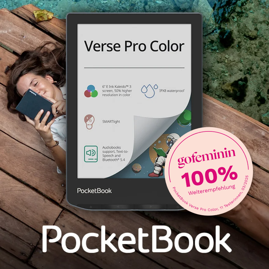 Bild von PocketBook eReader mit einem Label von gofeminin.