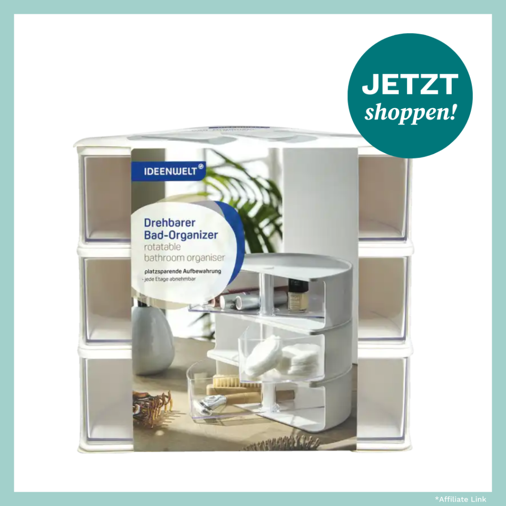Produkt von Rossmann, ein Badezimmer-Organizer.