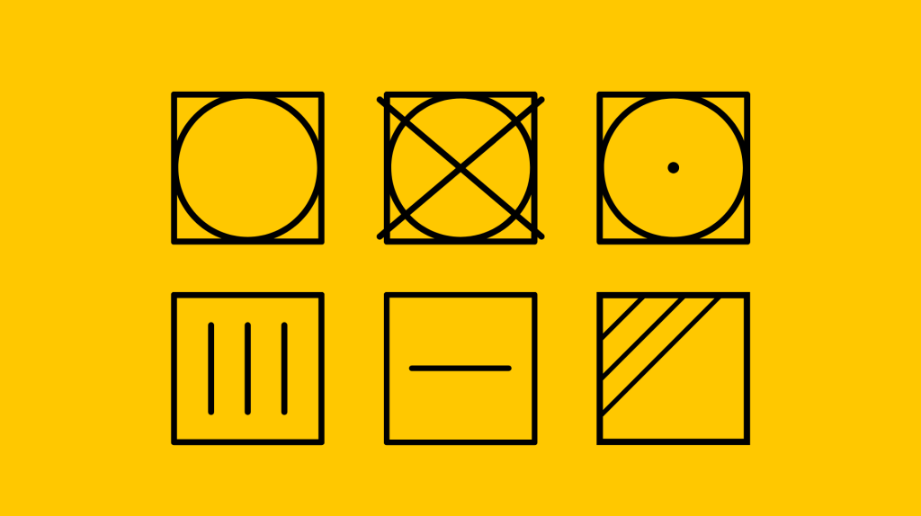 Waschsymbole f&uuml;rs Trocknen.