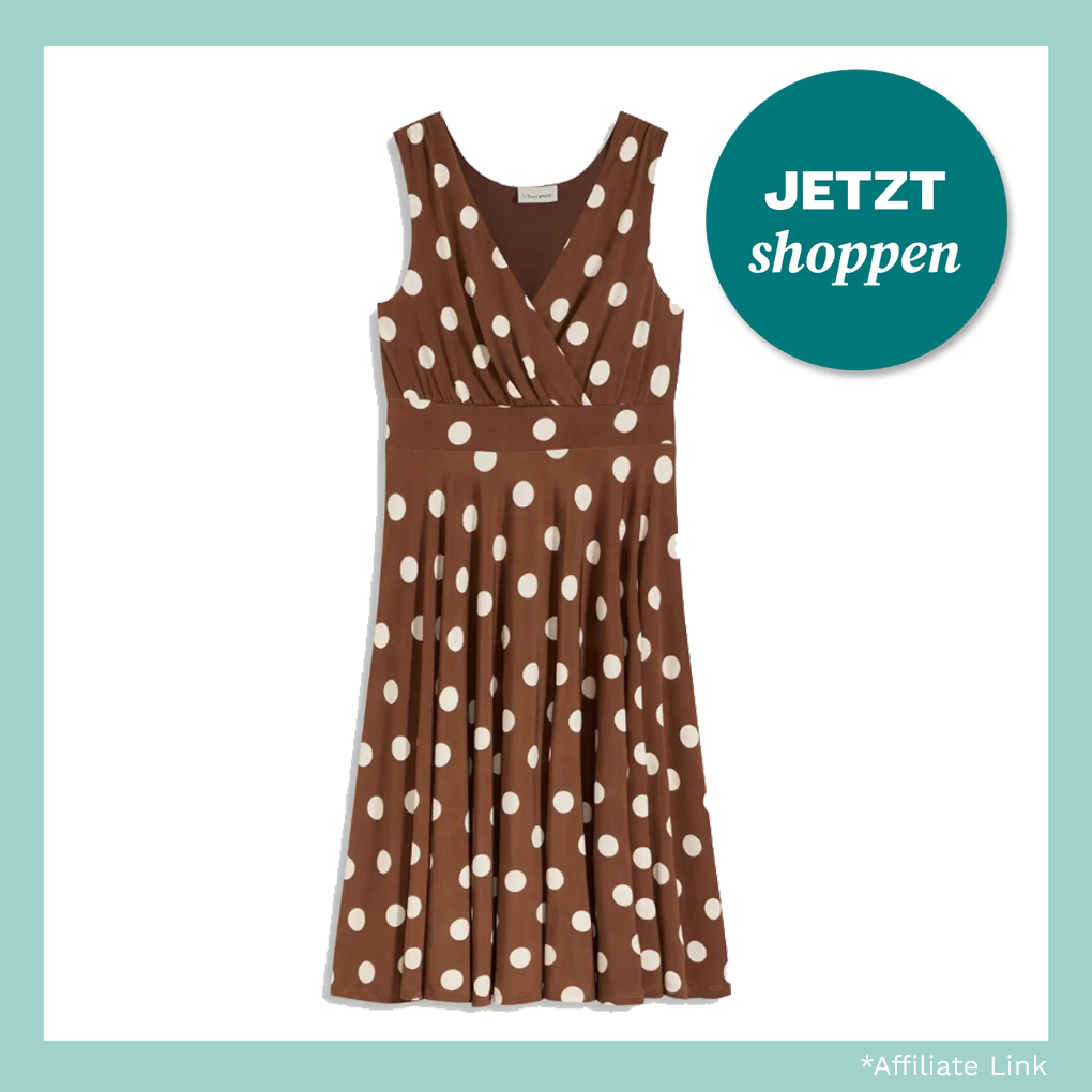 Kleid von bonprix in Braun mit weißen Punkten