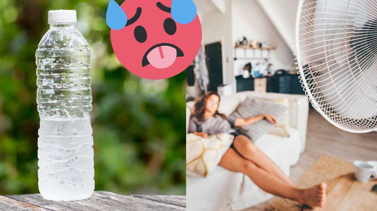 Gekühlte Flasche in einer heißen Wohnung, Hitzewelle Sommer