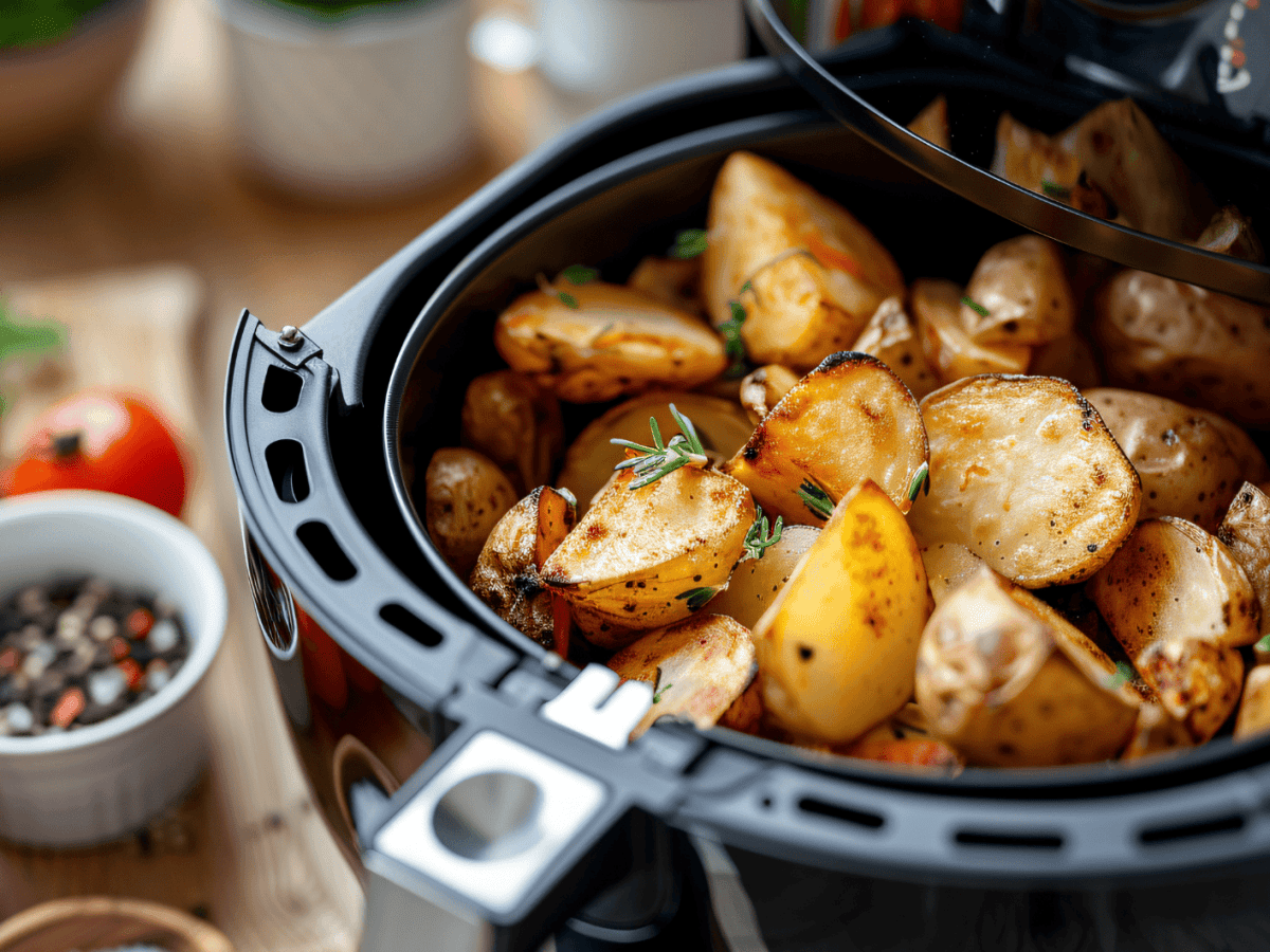Das beste Rezept f&uuml;r knusprige Bratkartoffeln aus dem Airfryer (viel weniger Fett als in der Pfanne!)