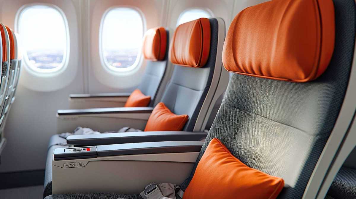 Innenraum eines Passagierflugzeugs.