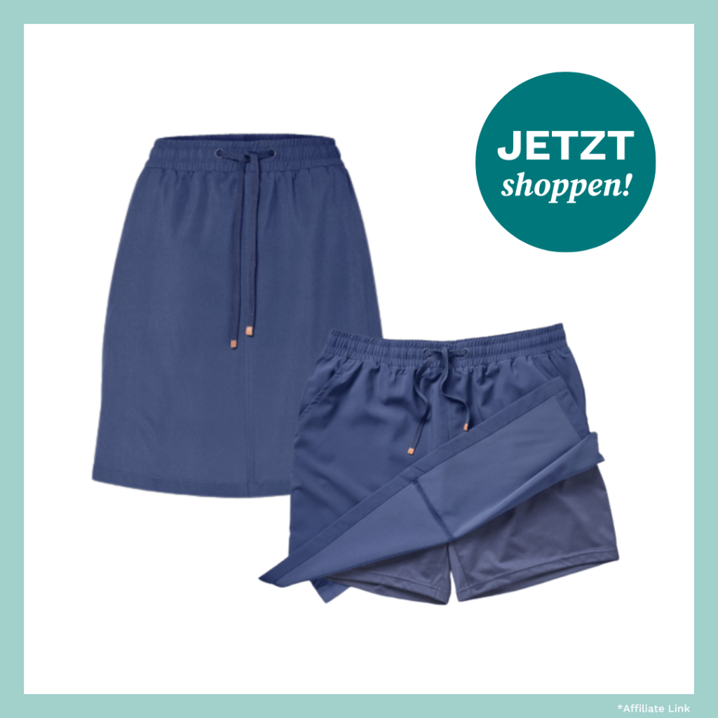 blauer Funktionsrock von Tchibo mit versteckter Shorts.