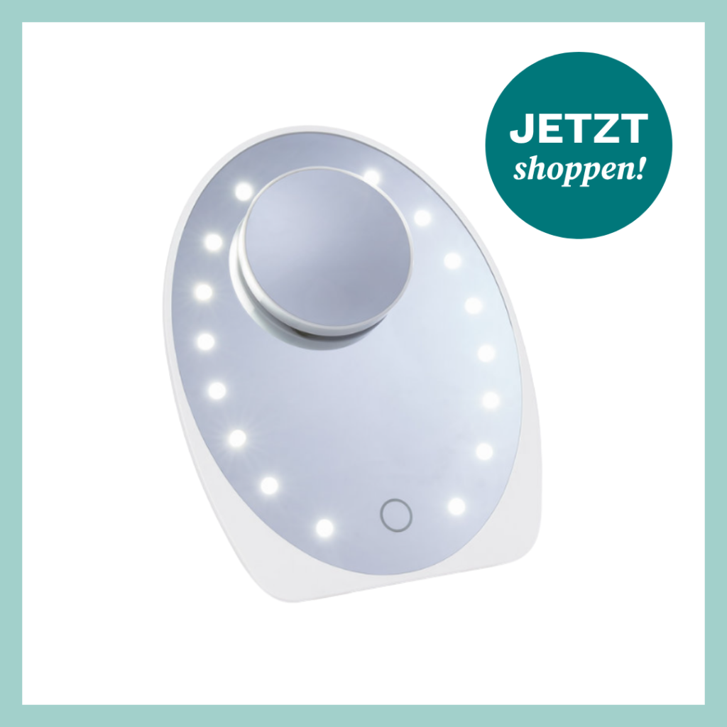 Ovaler Stand-Kosmetikspiegel f&uuml;r die t&auml;gliche Schminkroutine.