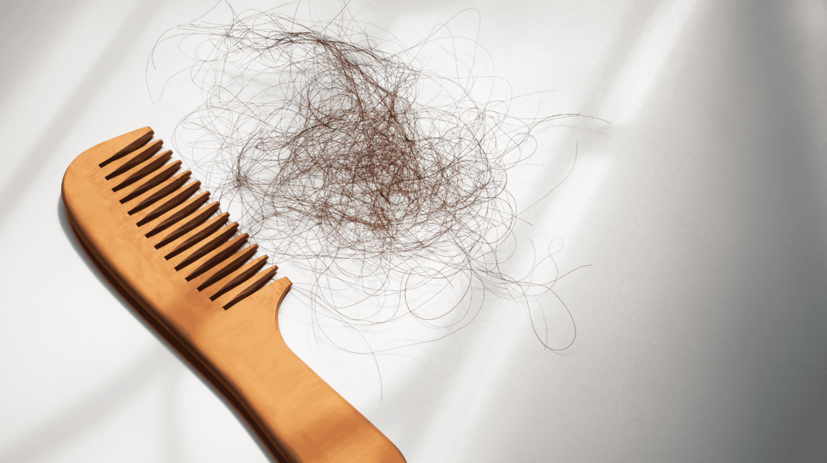 Holzkamm mit Haarbüschel