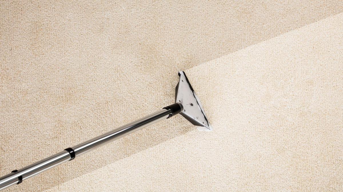 Der Teppich wird mit einem Nasssauger gereinigt.