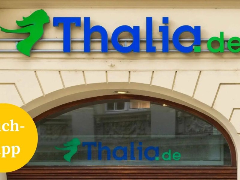 Thalia Logo mit einem gelben Kreis unten links, in dem Buch-Tipp steht.