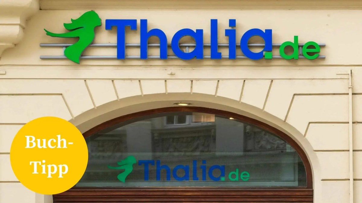 Thalia Logo mit einem gelben Kreis unten links, in dem Buch-Tipp steht.